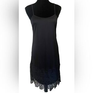 Eikosi slip dress spaghetti strap with crochet lace panel hem NWT sz M